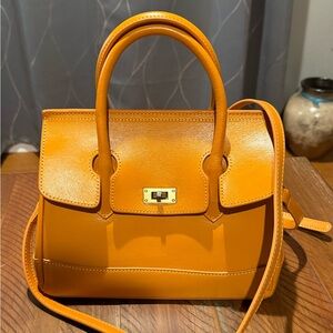 Elegant Orange Leather Handbag